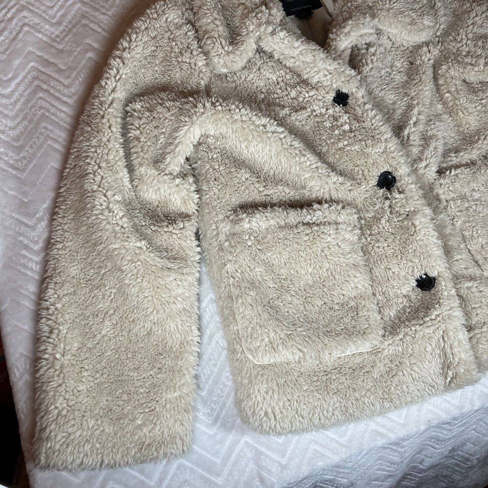 Sanctuary Sherpa Jacket Size M Teddy Bear Coat Beige Anthropologie - Picture 6 of 14